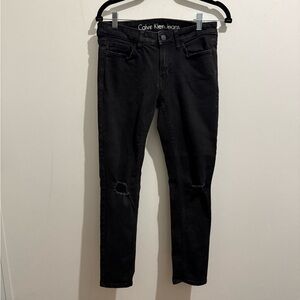 💙Calvin Klein Jeans Women's Distressed Black Skinny Jeans